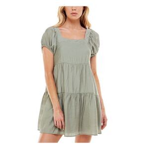 SPEECHLESS Green Pouf Sleeve Mini Dress M